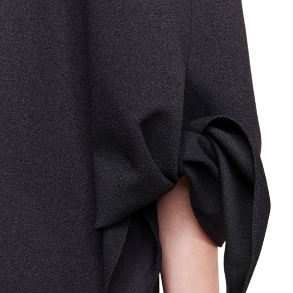 Tibi Off Shoulder Tie Sleeve Crepe Shift Dress Black Loose Fit Size: 0 - Picture 6 of 14